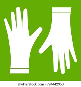 Protective gloves icon white isolated on green background. Vector illustration
