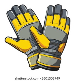 Protective gloves isolated on Grey background. Electric construction tool, drilling and repair house work vector illustration.