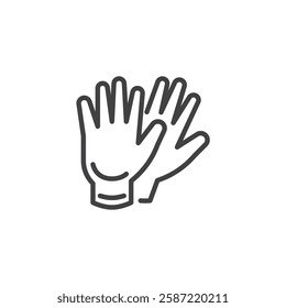 Protective Gloves line icon. linear style sign for mobile concept and web design. A pair of gloves outline vector icon. Hand protection symbol, logo illustration. Vector graphics