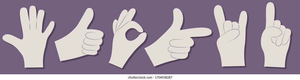Protective gloves. Medical gloves. Sets of vector illustrations. Icons in a flat style.