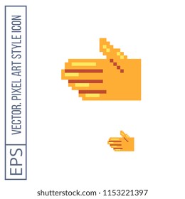Protective gloves pixel art icon. Medical latex glove. Isolated vector flat illustration. Design for stickers, logo and mobile app. Game assets 8-bit sprite.