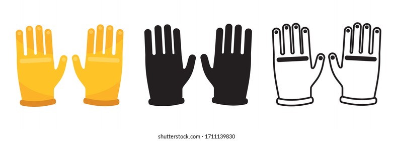 Protective gloves set in trendy flat style isolated. Medical personal protection equipment. Vector illustration EPS 10.