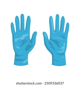 Protective gloves vector illustration. Cartoon blue latex clothing for doctors hands, disposable antibacterial gloves for protection against viruses. Isolated on white background