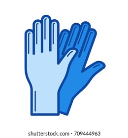 Protective gloves vector line icon isolated on white background. Protective gloves line icon for infographic, website or app. Blue icon designed on a grid system.