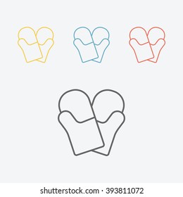 Protective gloves, working gloves line icons.