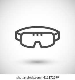 Protective goggles line icon isolated on grey. Vector illustration
