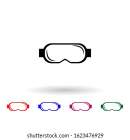 Protective goggles multi color icon. Simple glyph, flat vector of winter icons for ui and ux, website or mobile application on white background