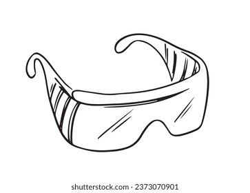 Ilustración vectorial de gafas protectoras. Ropa protectora dibujada a mano.