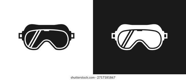 Glifo Protector Del Conjunto Del Icono De Las Gafas En Fondo Blanco Y Negro