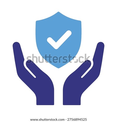 Protective hands holding a shield with a checkmark symbol