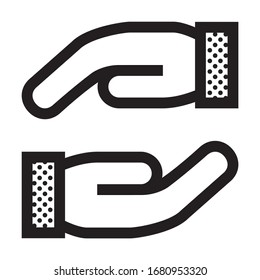 Protective Hands. Icon Filled with Dots.