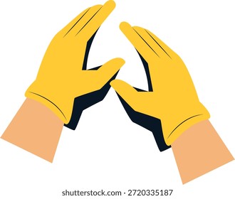 Manos protectoras en guantes amarillos Gesto.