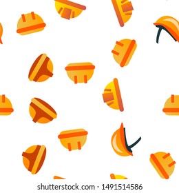 Protective Hard Hat Vector Color Seamless Pattern Flat Illustration