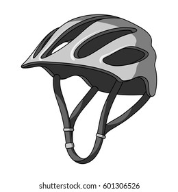 Protective Helmet For Cyclists. Protection For The Head Athletes.Cyclist Outfit Single Icon In Monochrome Style Vector Symbol Stock Illustration.