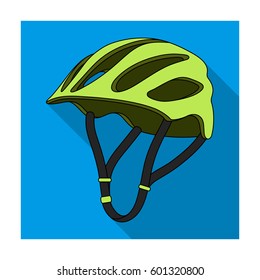 Protective helmet for cyclists. Protection for the head athletes.Cyclist outfit single icon in flat style vector symbol stock illustration.