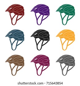 Protective helmet for cyclists. Protection for the head athletes.Cyclist outfit single icon in black style vector symbol stock illustration.