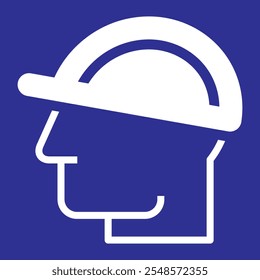 Protective helmet icon, construction safety helmet symbol. Hard hat must be worn in this area.