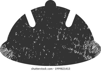 Icono de casco protector con efecto rayado. Icono de casco protector vectorial aislado con textura de goma gruesa sobre fondo blanco.
