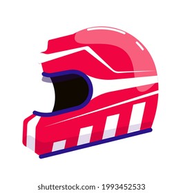 Protective helmet for motorbike racing on white background