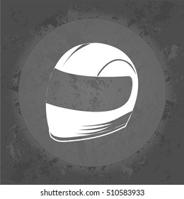protective helmet for motorcycles and pilots on gray vintage background . Minimalism. Icon Logo