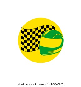 protective helmet for motorcycles and pilots and racing flag Minimalism.
