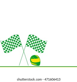 protective helmet for motorcycles and pilots and racing flag Minimalism.