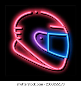 Protective Helmet neon light sign vector. Glowing bright icon Protective Helmet sign. transparent symbol illustration