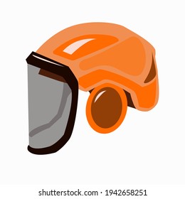 Protective helmet that covers the face from the ingress of small particles. Isolated element on a white background