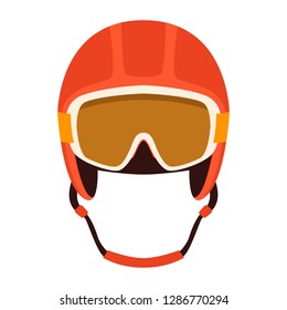 protective helmet ,vector illustration , flat style , front  side