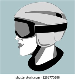 protective helmet ,vector illustration , lining draw  ,profile side