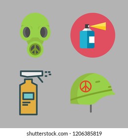 protective icon set. vector set about helmet, spray and gas mask icons set.