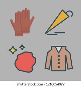 protective icon set. vector set about sponge, umbrella, gloves and coat icons set.