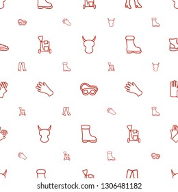 protective icons pattern seamless white background. Included editable outline helmet, welding glasses, woman boots, cleaning tools icons. protective icons for web and mobile.