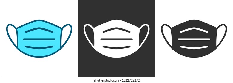 Indicador de icono de línea de máscara de cara individual protectora - vector de stock