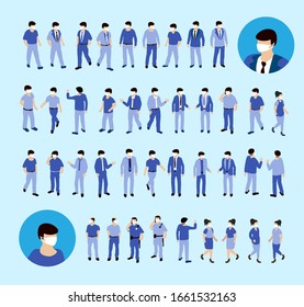 A protective mask against the illness prevention epidemic of diseased pollution pandemic virus. Stock set illustration quarantine medical concept.