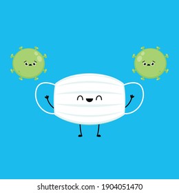 Protective mask character design. Face mask and Virus cartoon vector. background. Face mask character.