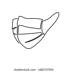 protective mask continuous line. Vector illustration for poster, web, print. One line vector concept. Mask for protaction from viruses.