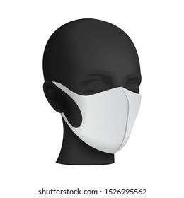 Protective mask. Dust mask on black mannequin. Air pollution vector illustration for your design