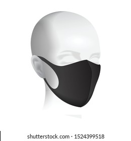 Protective mask. Dust mask on white mannequin. Side view. Air pollution vector illustration for your design