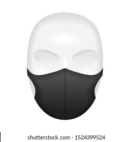 Protective mask. Dust mask on white mannequin. Air pollution vector illustration for your design