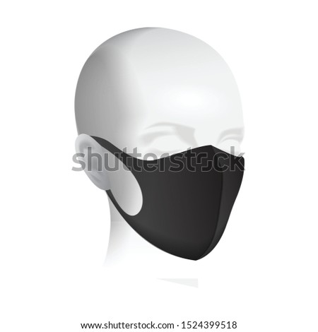 Protective mask. Dust mask on white mannequin. Side view. Air pollution vector illustration for your design