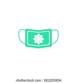 protective mask face filter with flower pattern icon eps10
