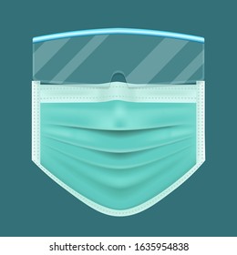 protective mask and glasses, Coronavirus, 2019-nCoV, covid-19, Lassa fever,  PM 2.5, wear a mask, vector illustration, isolated on blue background.