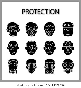 icono de máscara de protección aislado en fondo blanco para diseño web