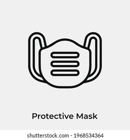protective mask icon vector. Linear style sign for mobile concept and web design. protective mask symbol illustration. Pixel vector graphics - Vector.