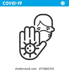 Protective mask line icon. Coronavirus. Virus, wearing mask, corona, pandemic, medical mask.
