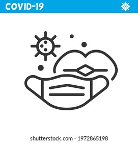 Protective mask line icon. Coronavirus. Virus, wearing mask, corona, pandemic, medical mask.
