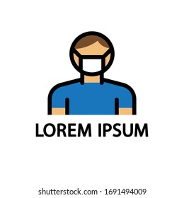 protective mask line icon, vector illustration