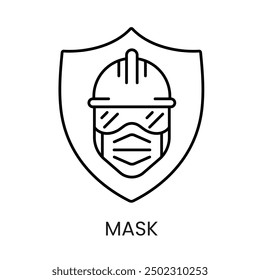 Vector de icono de línea de máscara protectora con trazo editable