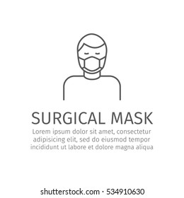 Protective mask. Line icon. Vector sign.